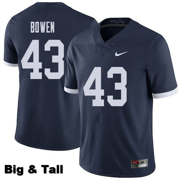 NCAA Nike Men's Penn State Nittany Lions Manny Bowen #43 College Football Authentic Throwback Big & Tall Navy Stitched Jersey RYB7798MK